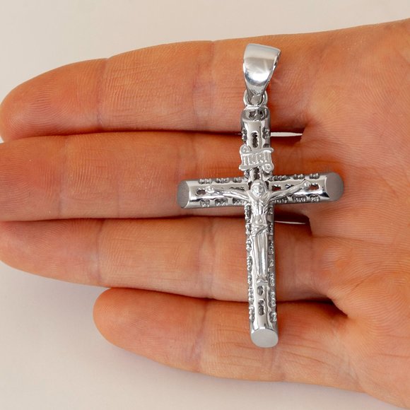 925 Sterling Silver Large Thick Crucifix Cross Pendant for Large Chains - Picture 7 of 8